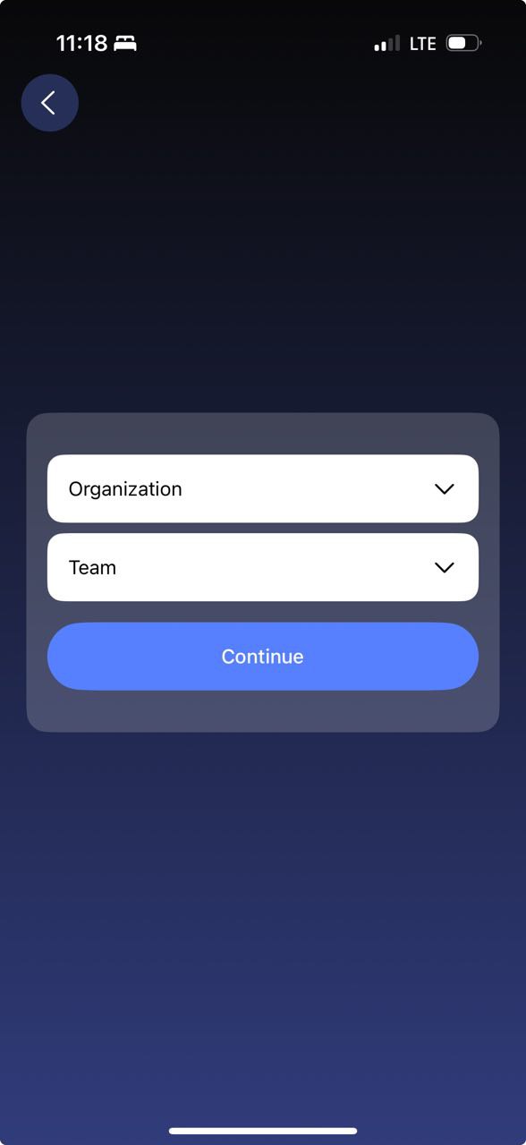 Selecting an organization and team